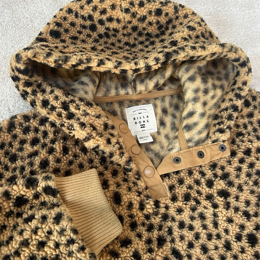 Billabong Stay Warm Polar‎ Fleece Jacket Girls Size Large Animal Print EUC